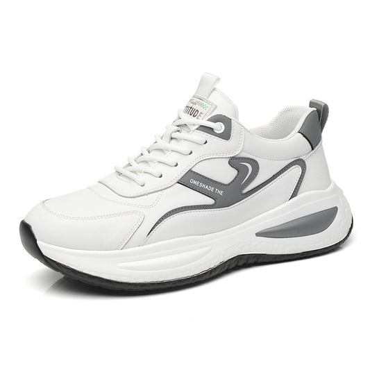 Men’s Leather Outdoor Shoes – Casual White Hiking & Mountaineering Sneakers