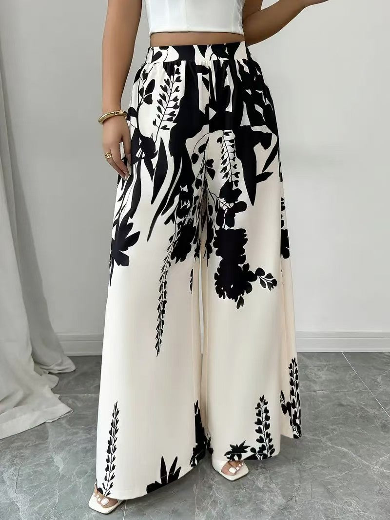 Women’s Casual Printed Pants – Lace-up Waist Slim Fit Summer Fashion