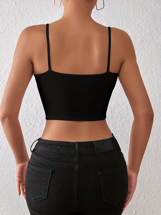 Versatile Summer Crop Top, Backless Spaghetti Strap Cami For Women
