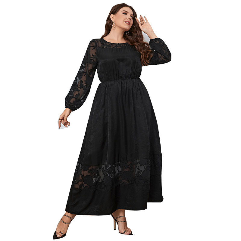 Women's Over-the-Knee Lace Dress – Slimming Autumn Style for Curvy Figures