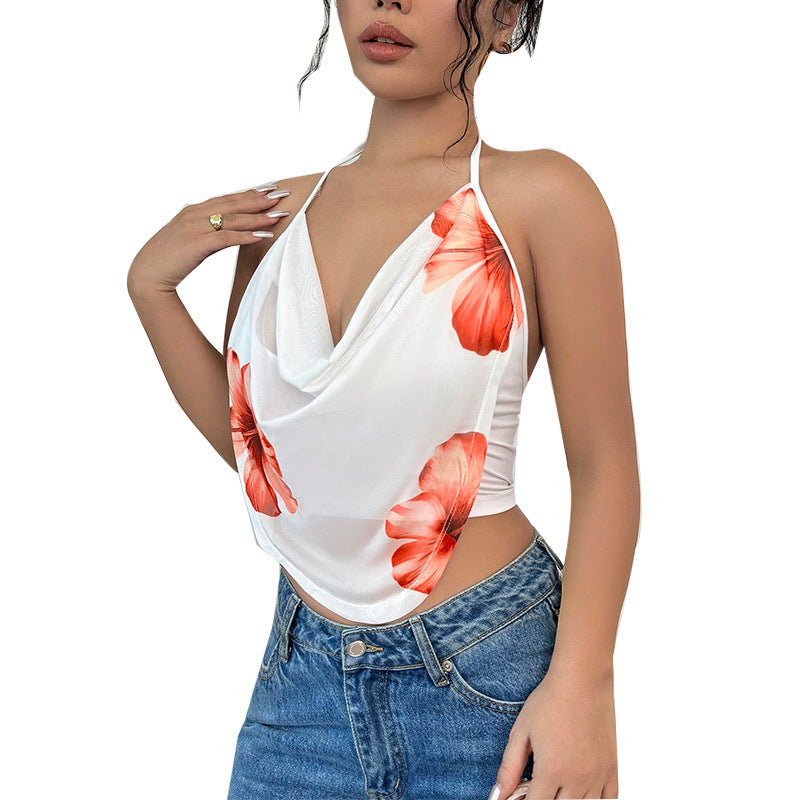 Vacation-Style Halter Camisole – Sexy Hot Girl Summer Crop Top