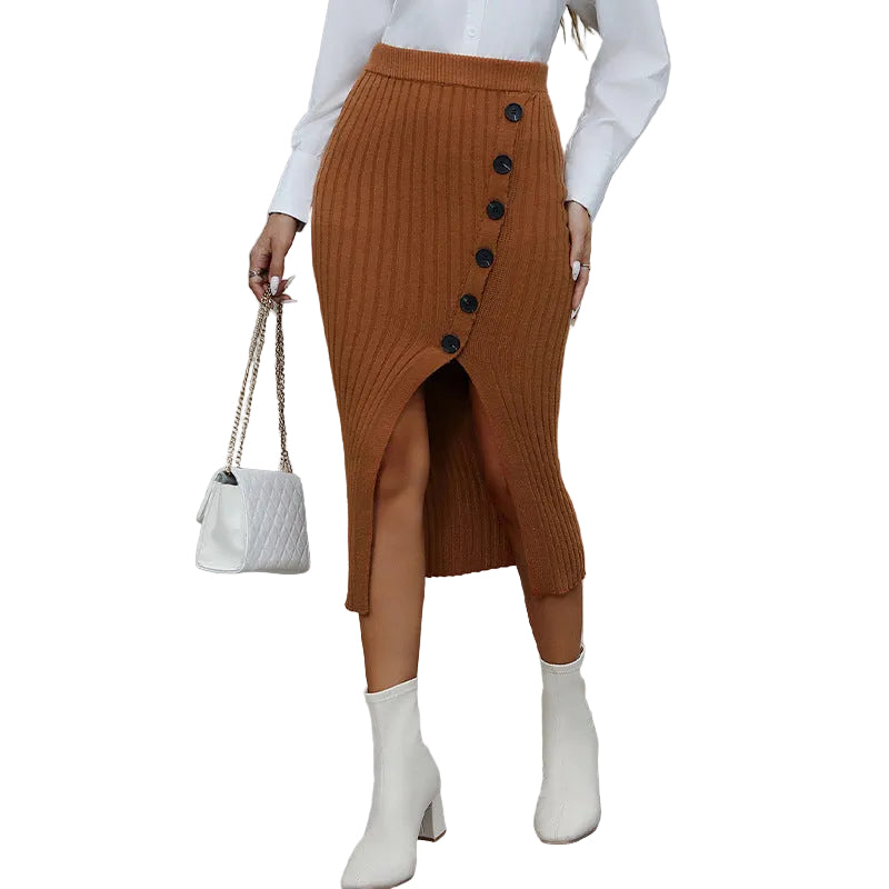 Chic Knit Hip-Hugging Skirt with Side Slit