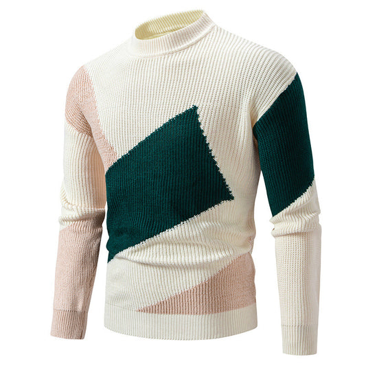 Men’s Round Neck Multicolor Pullover Sweater