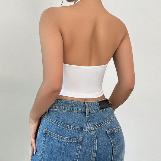 Vacation-Style Halter Camisole – Sexy Hot Girl Summer Crop Top