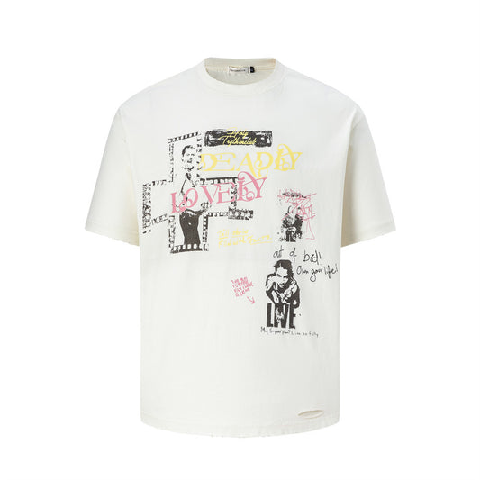 Cross printed short sleeved T-shirt