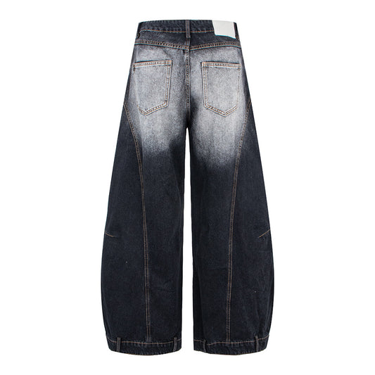 Street Style Vintage Knife-Edge White Denim Pants