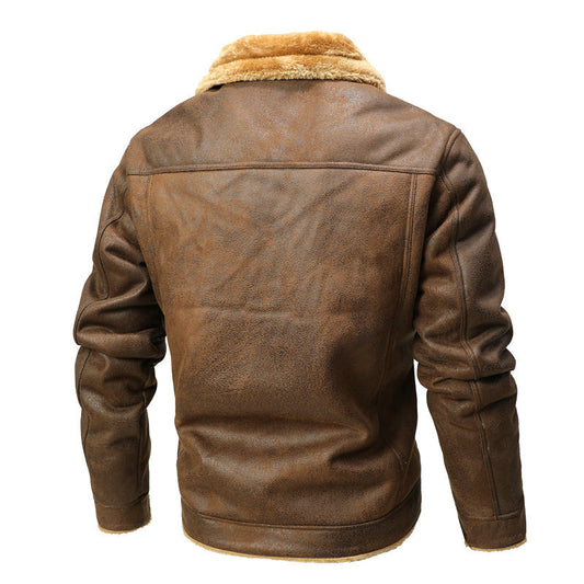 Men’s Autumn & Winter Fur-Lapel Slim Fit Coat – Warm Korean-Style Jacket