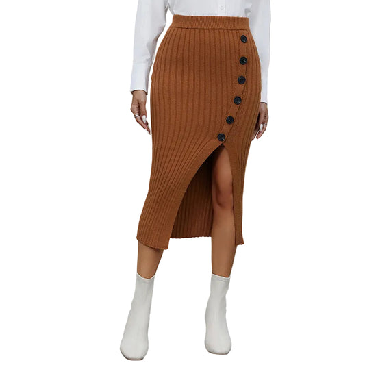 Chic Knit Hip-Hugging Skirt with Side Slit