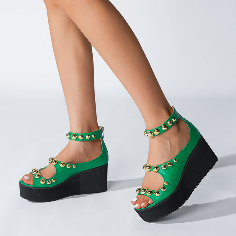 Roman Style Wedge Platform Sandals with Buckle Strap