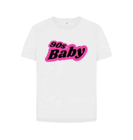 White Women's 90s Baby Print T-Shirts