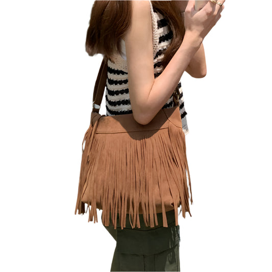 Tassel Retro Crossbody Fashionable All-match Simple Shoulder Bag