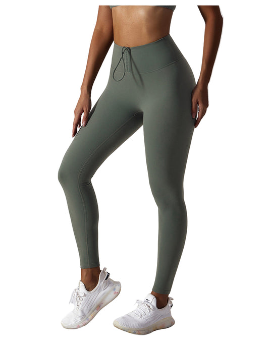 Seamless Nude Feel Yoga Pants – High Waist, Adjustable Drawstring