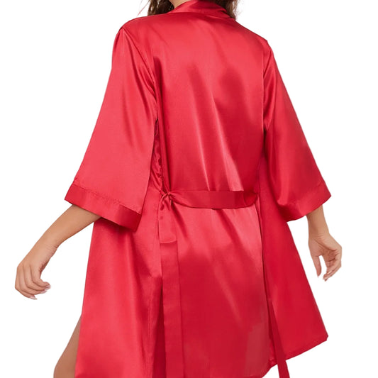 Women’s Silk-Like Nightgown & Robe Lingerie Sleepwear Set