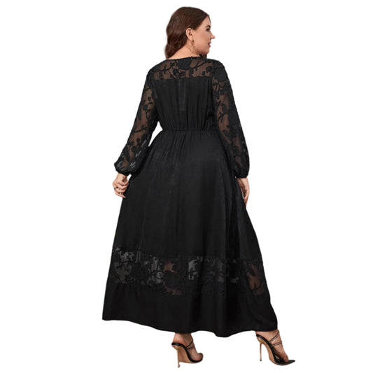Women's Over-the-Knee Lace Dress – Slimming Autumn Style for Curvy Figures