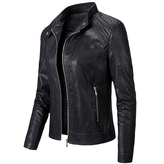 Women’s Long Sleeve PU Leather Short Jacket