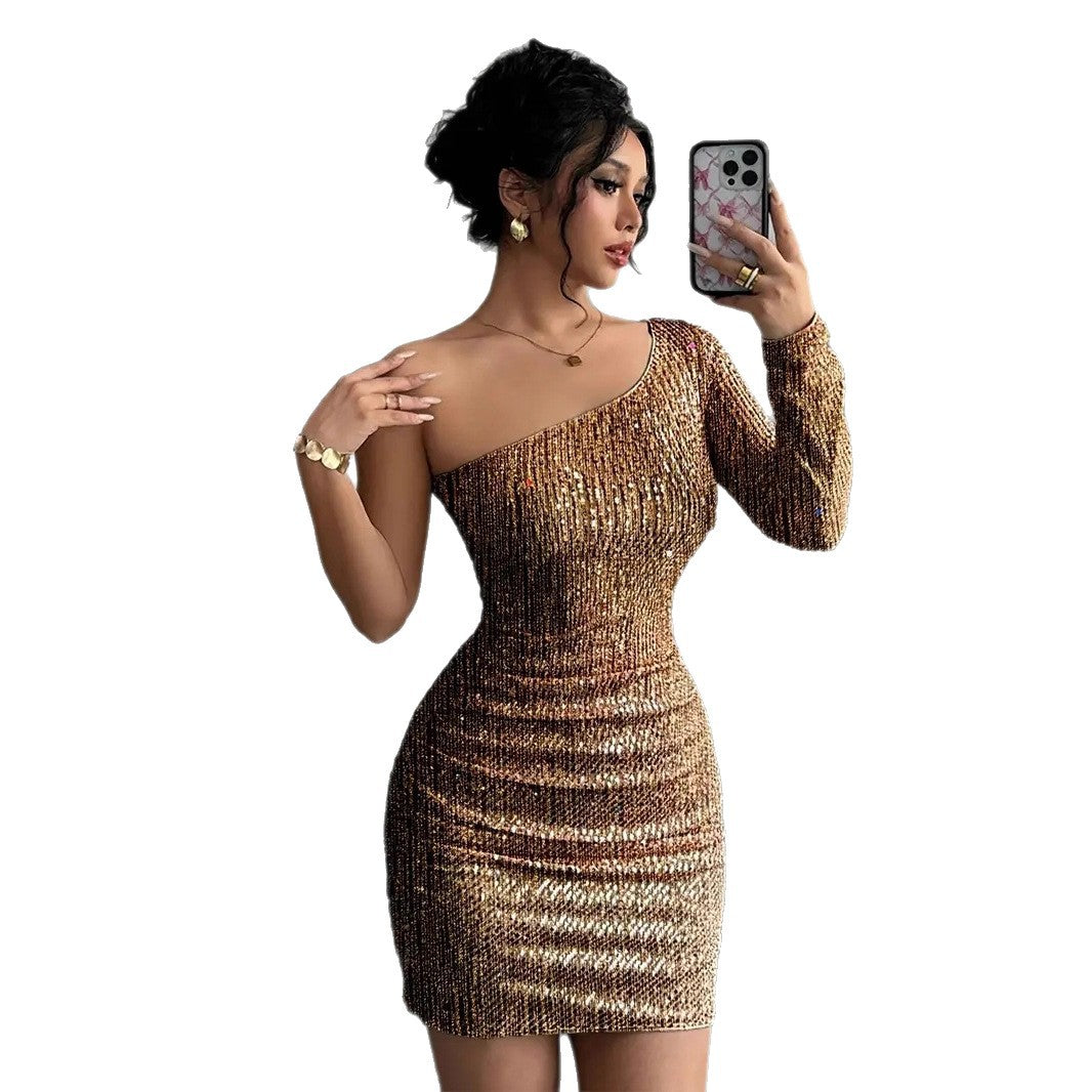 Asymmetrical One-Shoulder Bodycon Dress