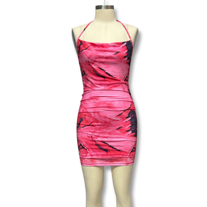 Sexy Printed Cross-Back Fitted Bodycon Dress