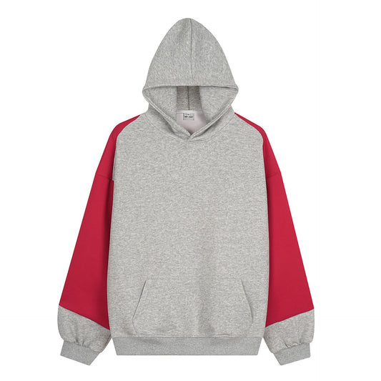 Alphabet patch embroidery splicing hooded sweatshirt jacket