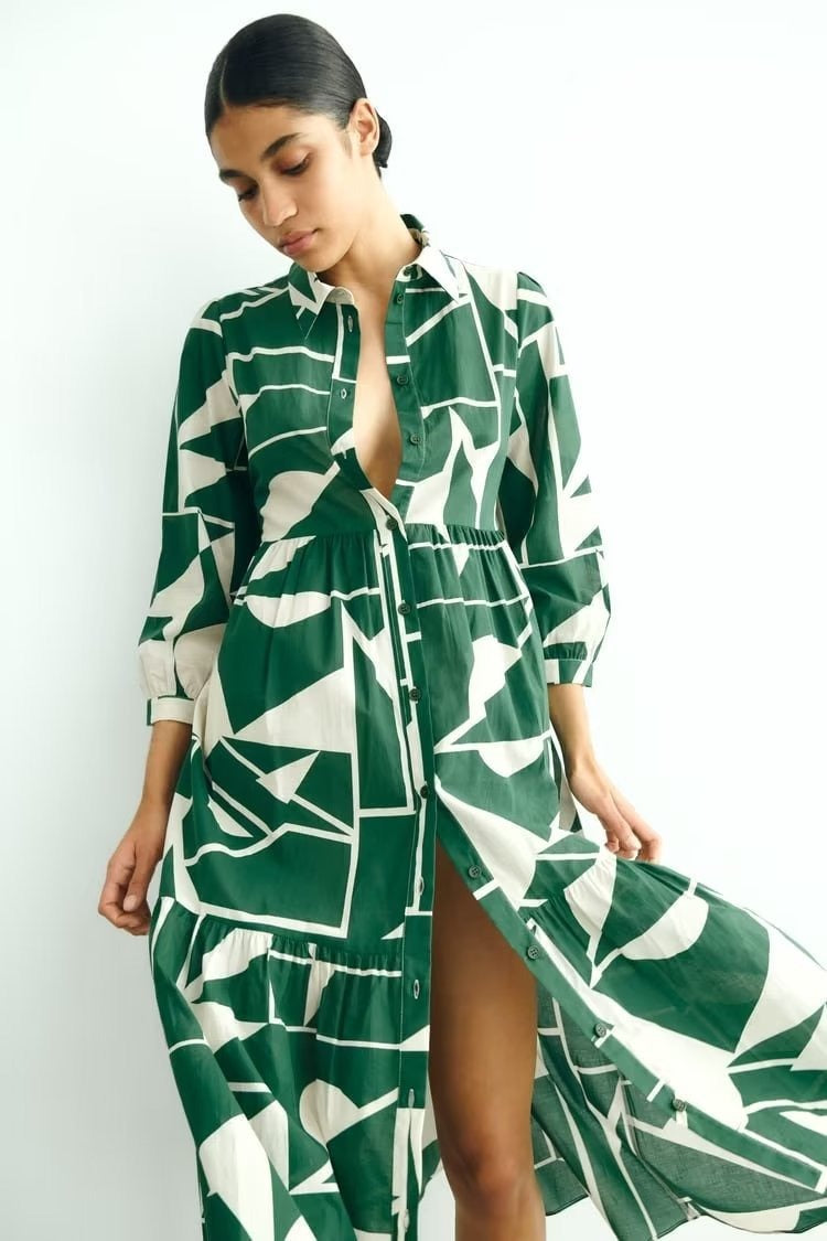 Neues bedrucktes langes Kleid