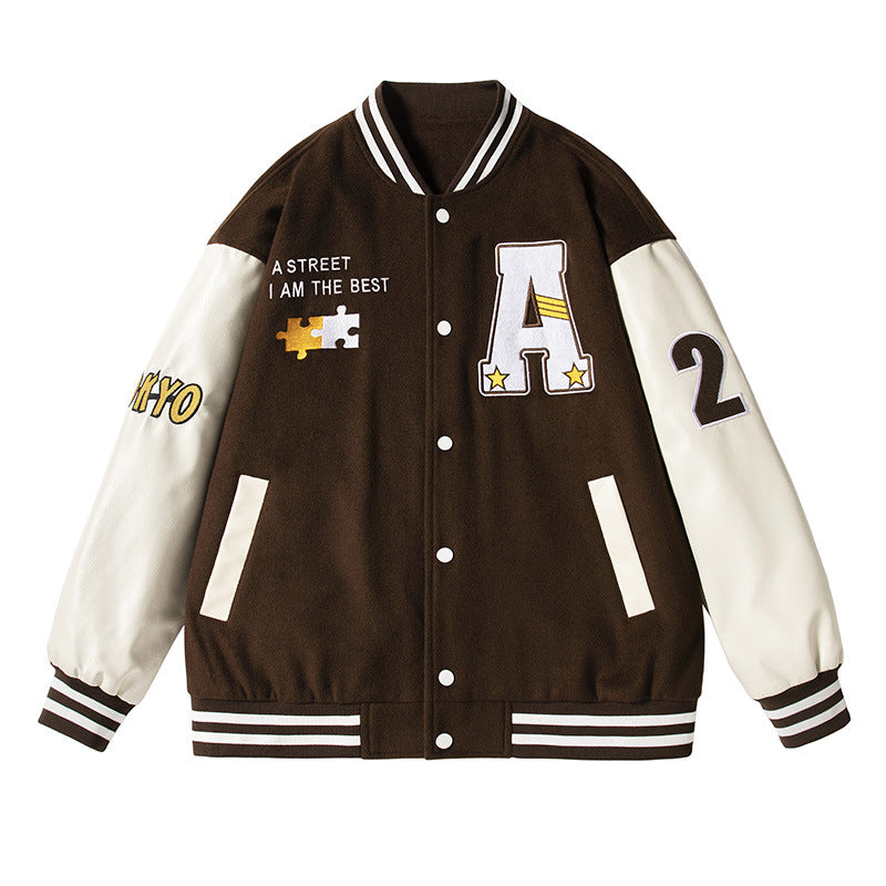 Unisex Varsity Letterman Jacket with Hooded Windproof Shell