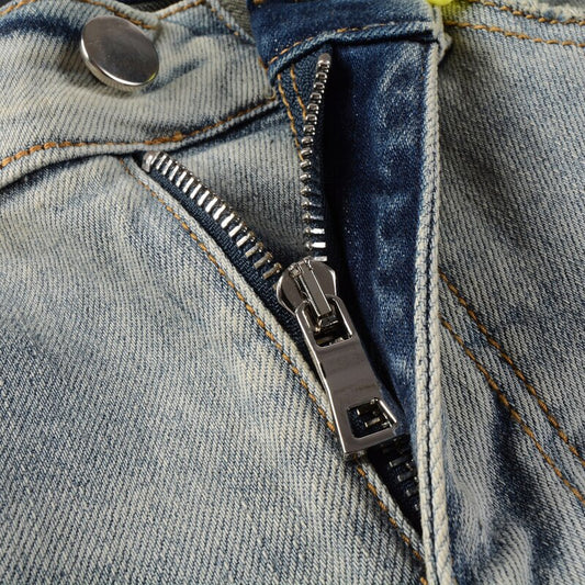 High Street Retro Light Gray Blue Stretch Hole Ripped Jeans