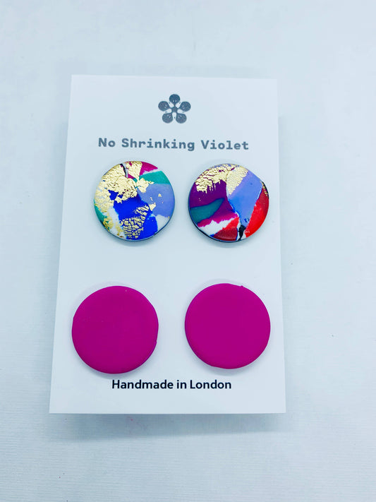 Retro Style Double Stud Earrings Set (2-Pack)
