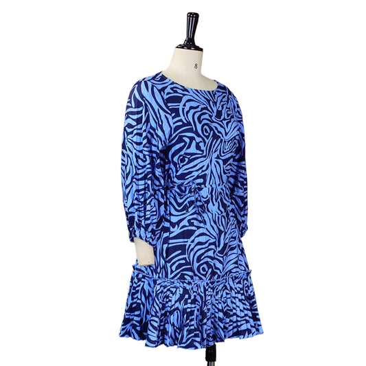 African Print Loose Fit Maxi Dress – Casual Pleated Tie-Up Style