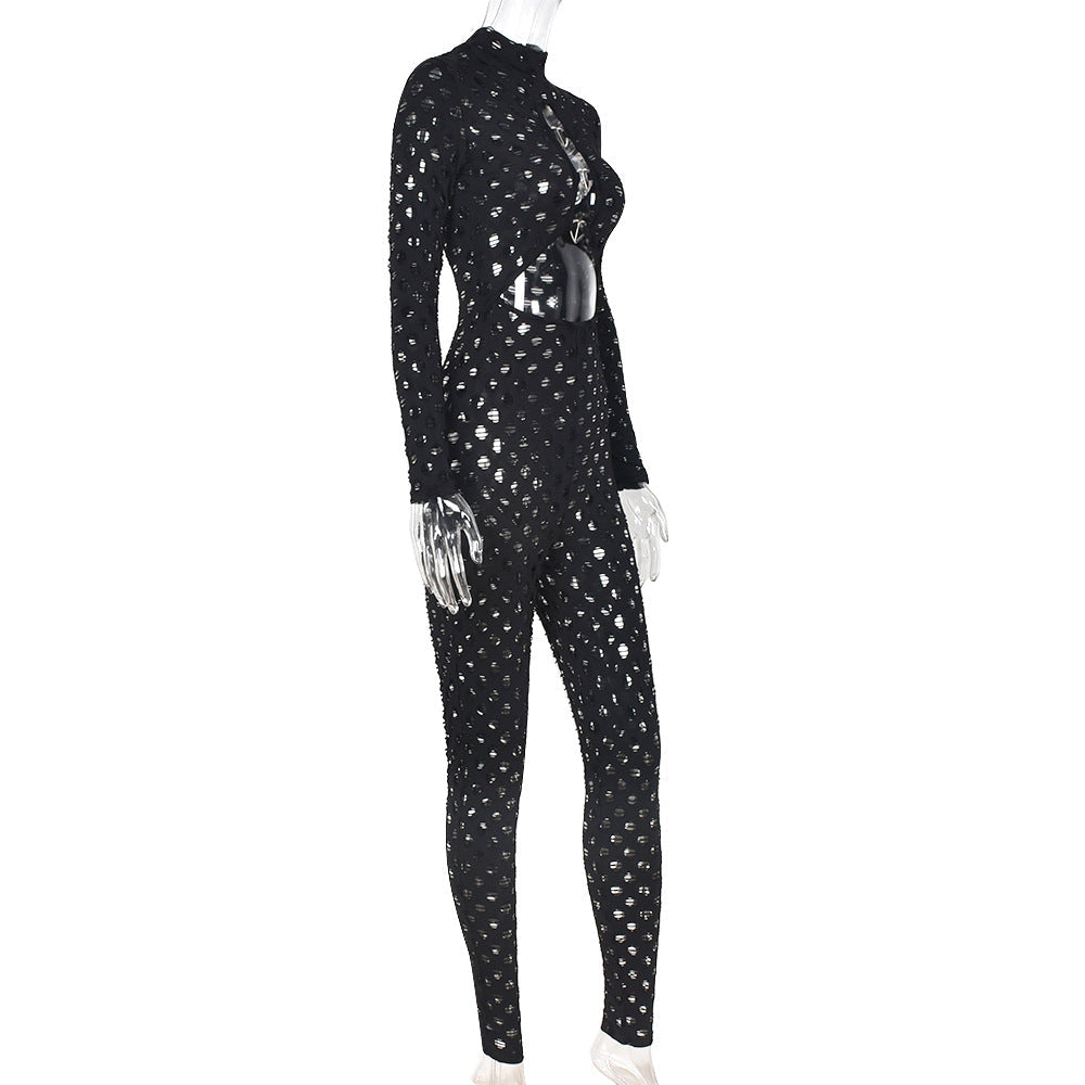 Spend It On Me – Jumpsuit aus Netzstoff mit Cut-outs