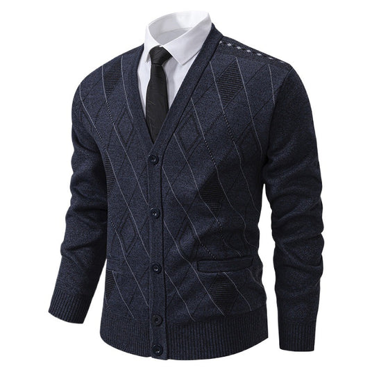 Men’s Fleece-Lined Padded Knit Cardigan Jacket – Warm Sweater Coat