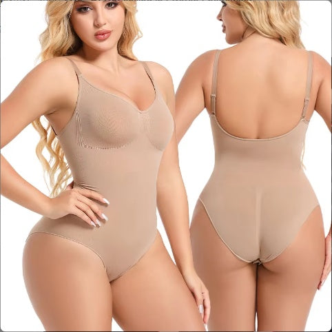 Seamless One Piece Bodyshaper Ladies Shape-wear Swimsuit Solid Color Stretch Full Bust Nylon Spandex Bodyshaper For Woman