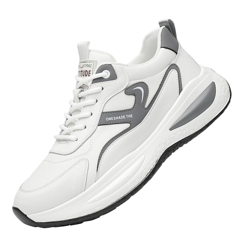 Men’s Leather Outdoor Shoes – Casual White Hiking & Mountaineering Sneakers