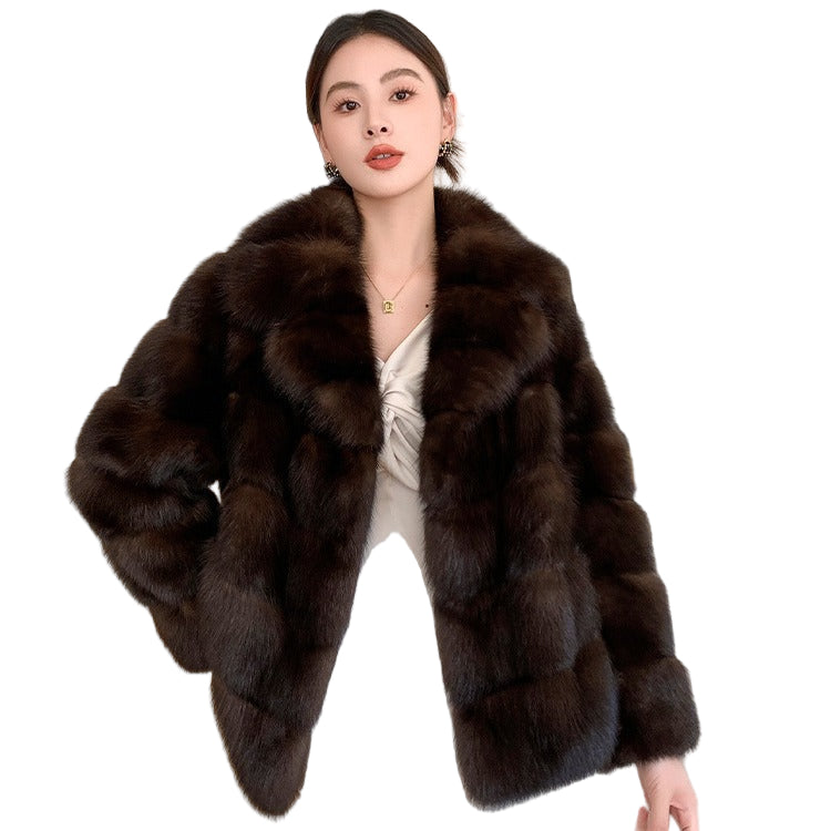 Women’s Faux Fur Purple Sable Jacket – Thick, Soft & Warm Winter Coat