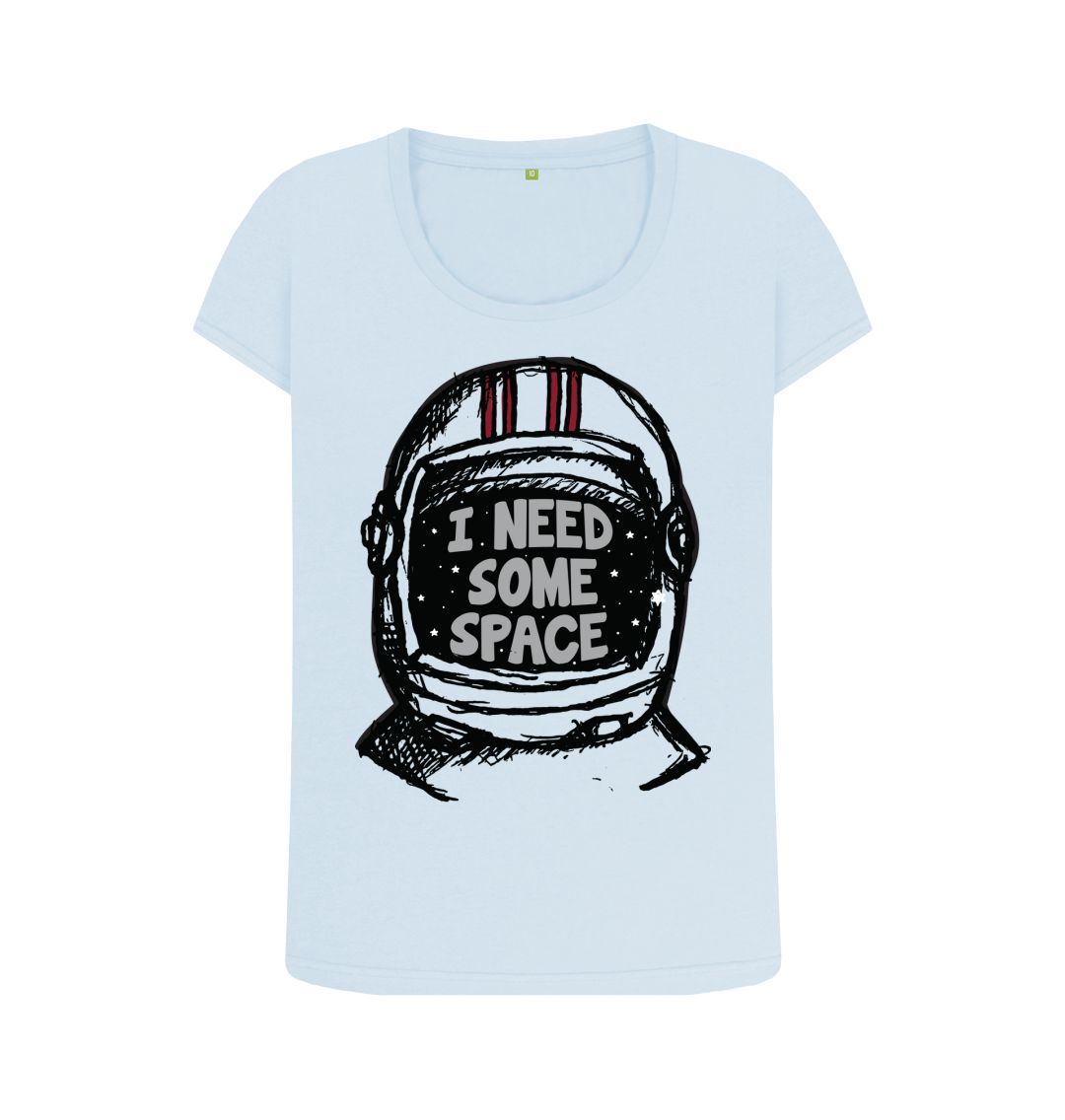 Sky Blue I Need Some Space Print Women T-Shirts