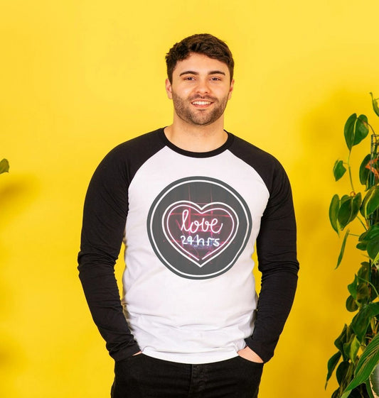 Men's Love 24hrs Heart design Print long Sleeve T-Shirts