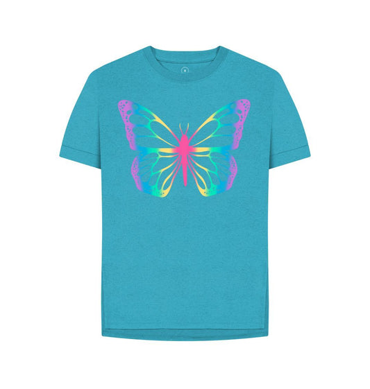 Ocean Blue Women's Butterfly Print T-Shirts