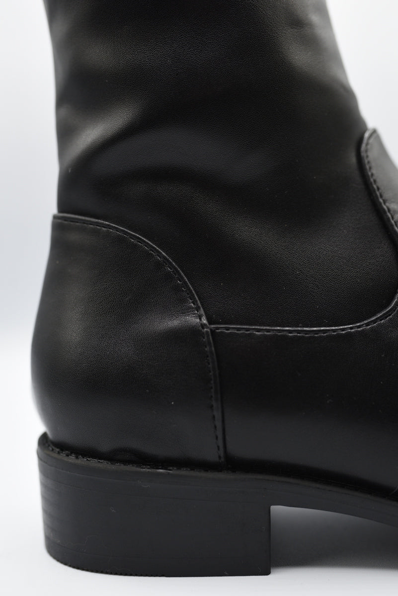 Tie Detail Low Heel Knee High Boots