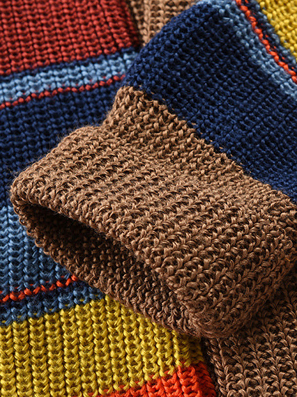 Men’s Casual Striped Button-Up Cardigan – Trendy Knitwear Sweater