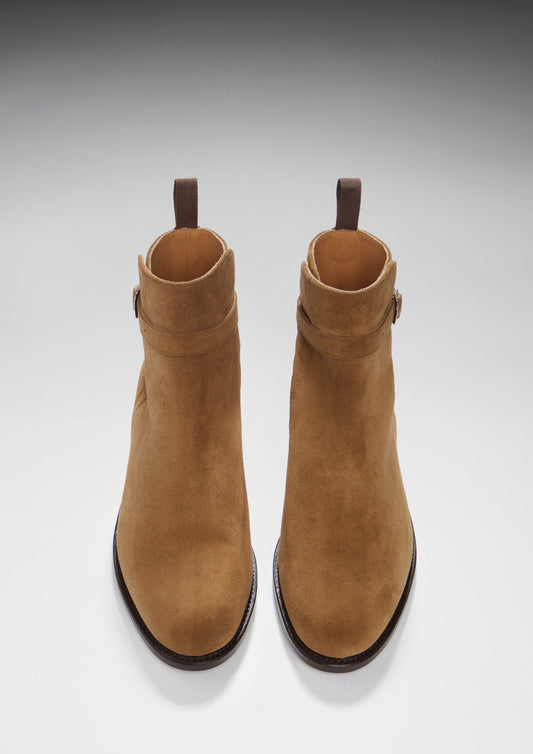Tobacco Suede Jodhpur Boots, Welted Leather Sole-1