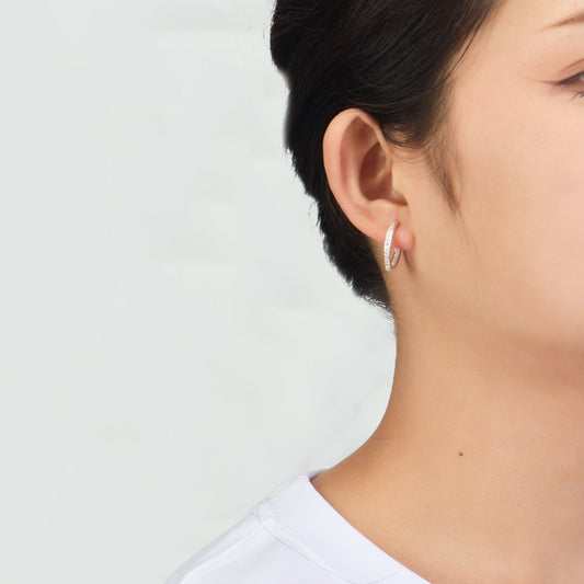 Sterling Silver Inside Outside Hoop Earrings Created with Zircondia® Crystals