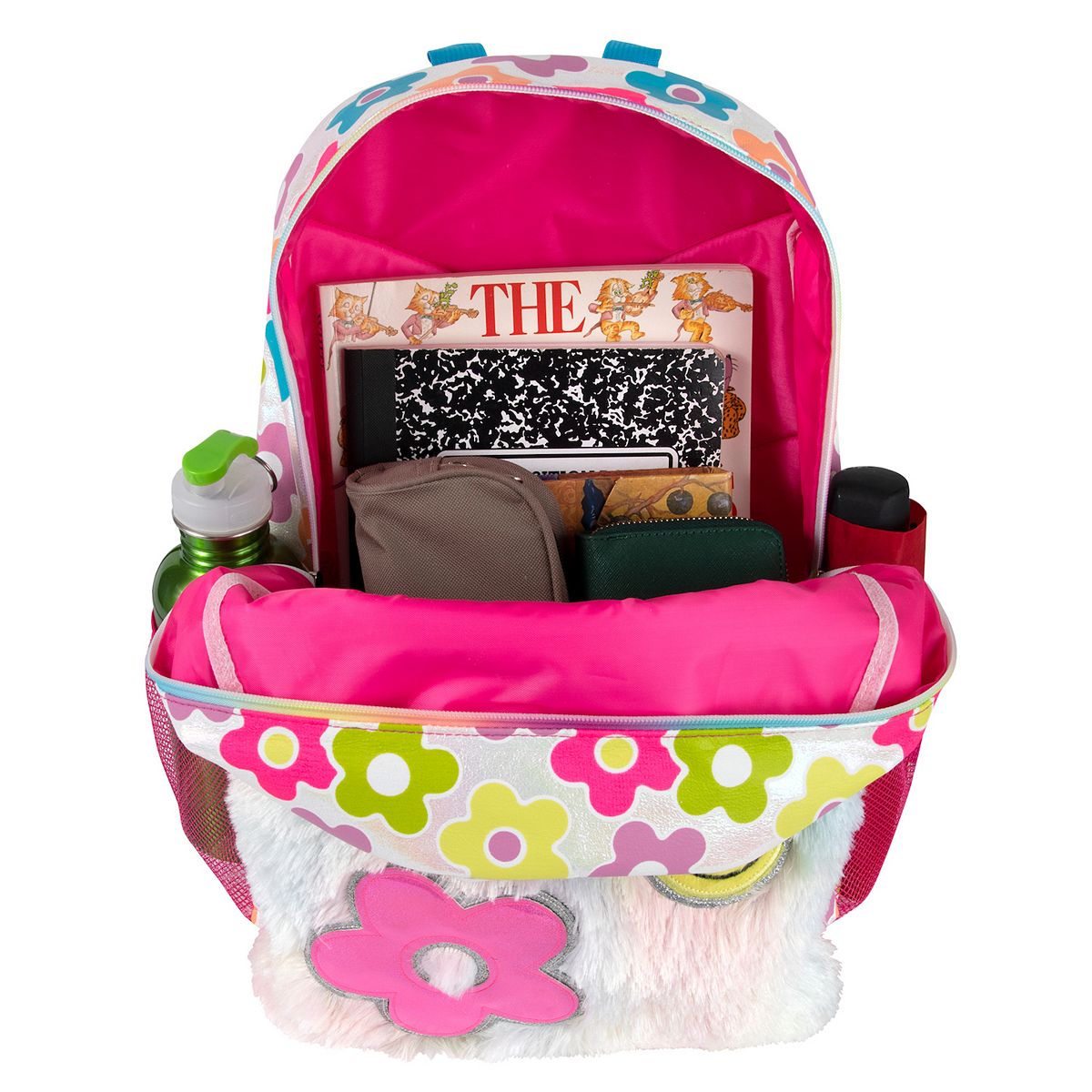 Rucksack mit Daisy-Kunstpelz-Applikationen