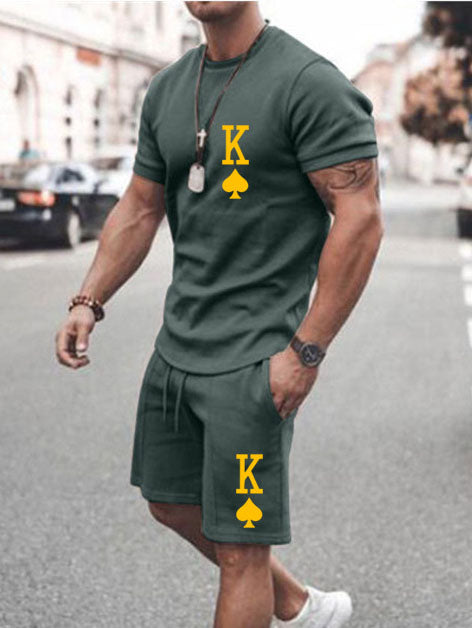 Kurzarm-Trainingskleidung mit Buchstabenmuster