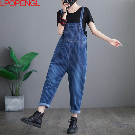 Denim-Overall mit Kunstnähten