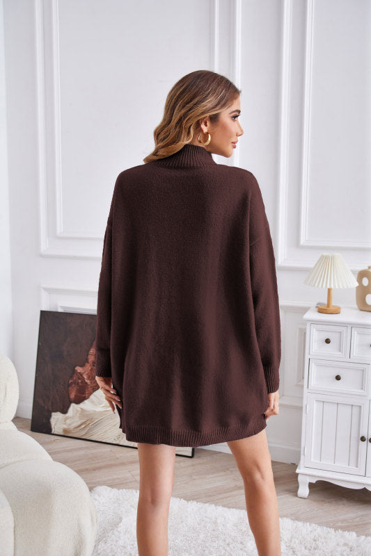 Damen Pullover mit halbem Rollkragen und Schlitz