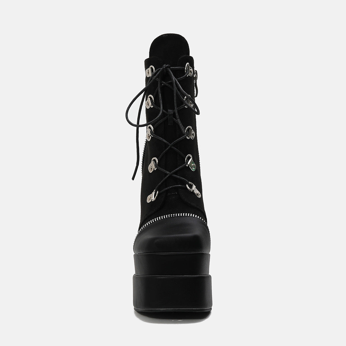 Double Waterproof Platform Super High Heel Fashion Mid rise Boots Winter New Style Square Head Thick Heel Martin Boots