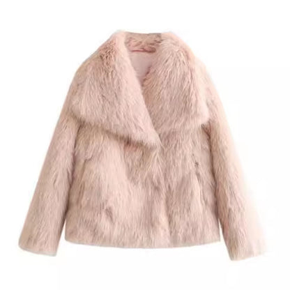 Women’s Winter Plush Coat – Warm Thicken Fluffy Lapel Jacket