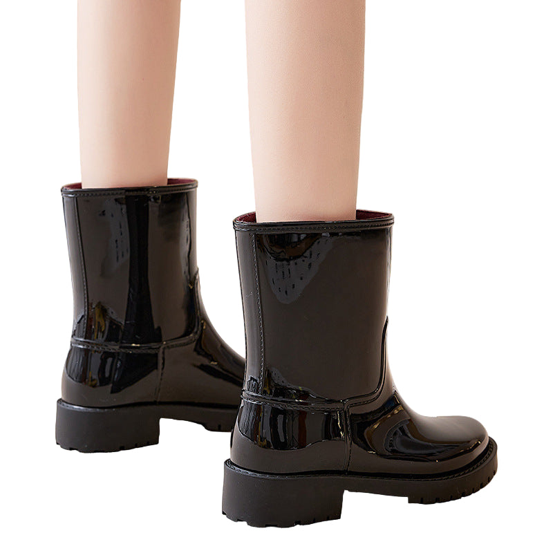 Women’s Mid-High Tube Waterproof Fashion Boots – Stylish All-Weather Shoes