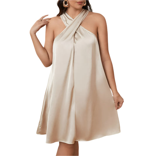 Women's Mid-Length Satin Sling Nightdress