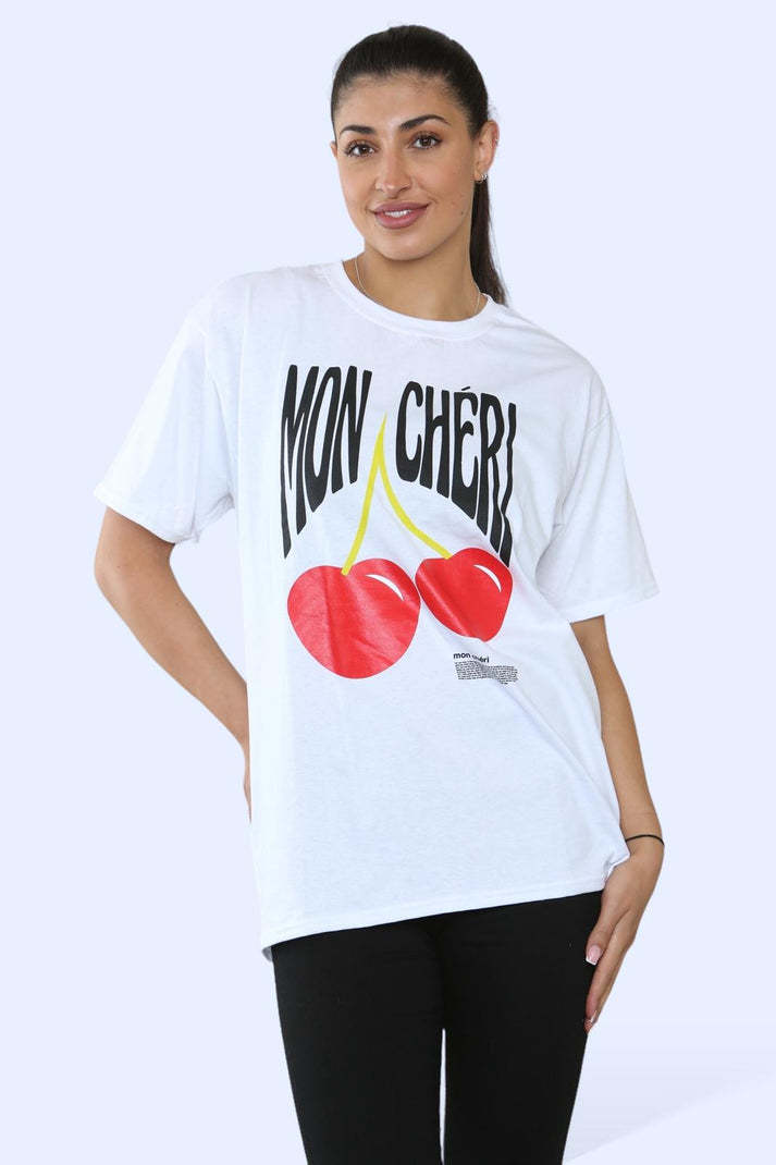 Ladies Cheri Printed Short Sleeve T-Shirt Top