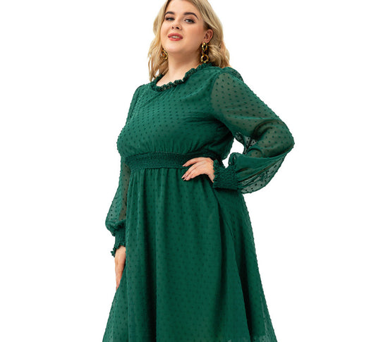 Women's Floral Cutout Chiffon Elegant Long Sleeve Fashion Dress