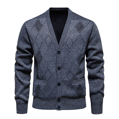 Men’s Fleece-Lined Padded Knit Cardigan Jacket – Warm Sweater Coat